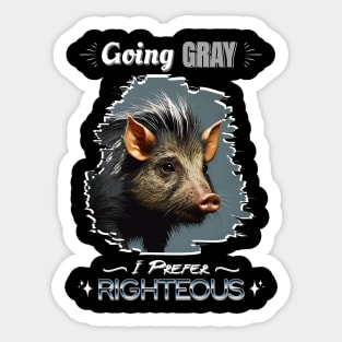 GOING GRAY PIG HAIR I PREFER RIGHTEOUS Sticker